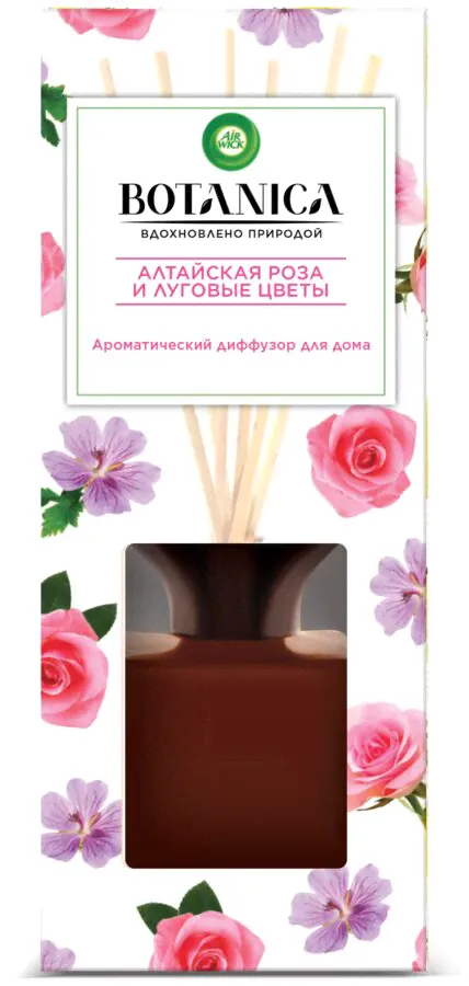 ЭИРВИК Ботаника диффузор с деревяными палочками Алтайская роза и луговые цветы 80, Airwick