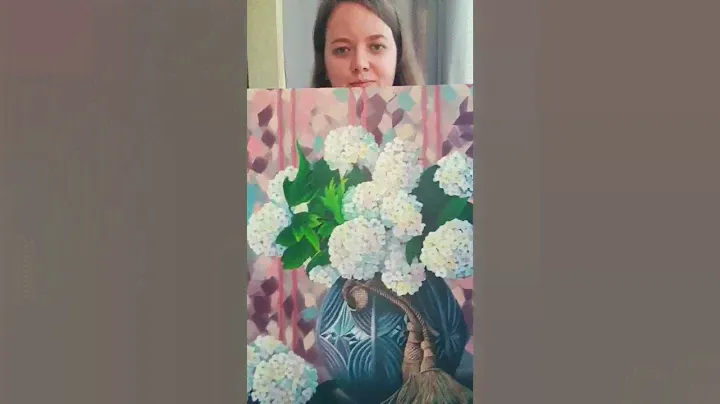 Hydrangea Painting Flower Still Life Oil Canvas Art Картина Букет Гортензии Картина Маслом на Холсте