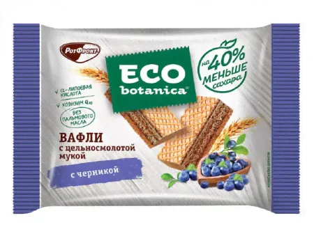 Вафли Эко-ботаника с цельн мукой и черникой с пониж содерж сахара 145г-0